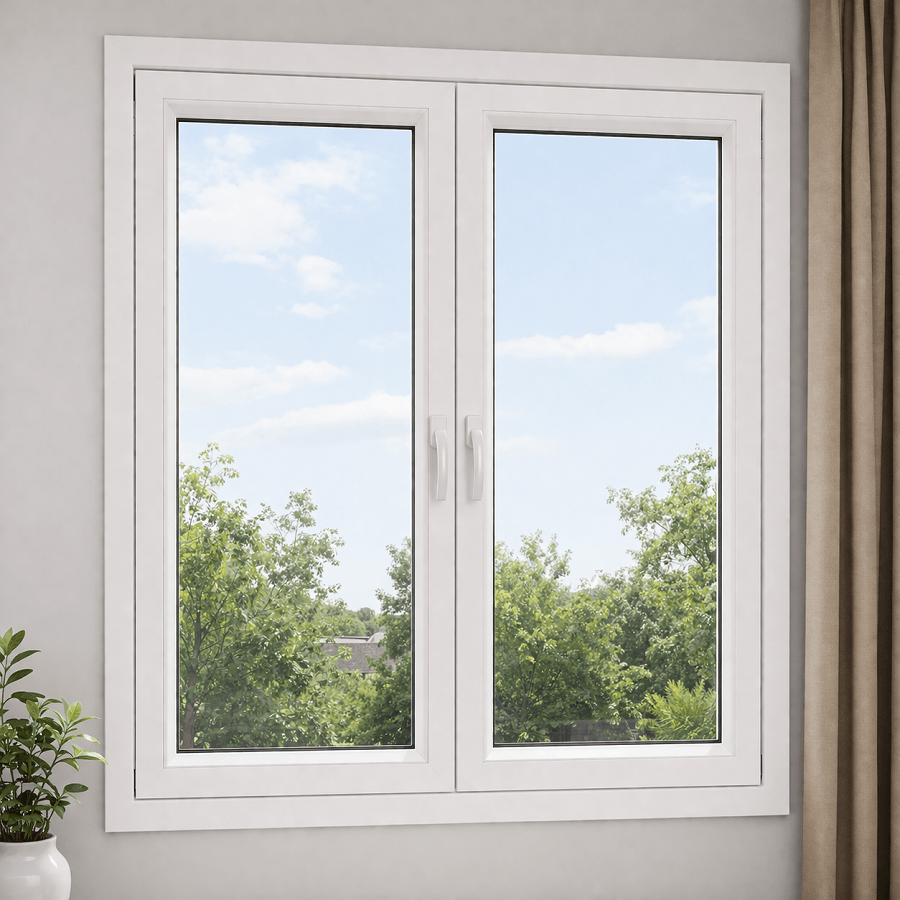 Thiết kế cửa sổ 2 cánh nhôm kính màu trắng tinh tế